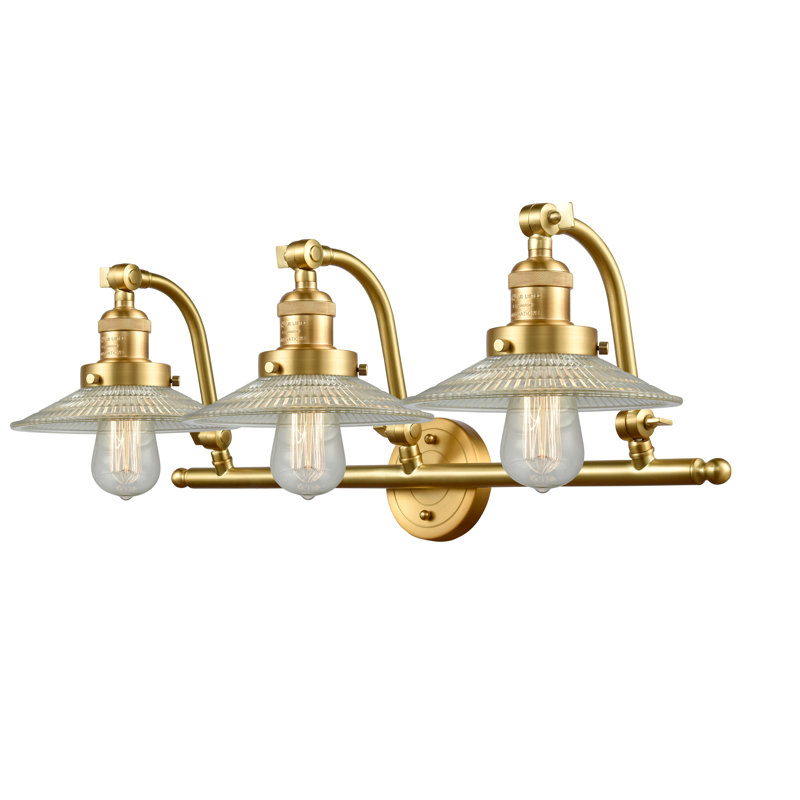 Éclairage pour salle de bain 3 lumières Miramontes, Ampoule incandescente rétro de 60 watts, Or satiné