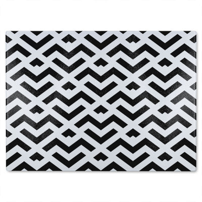 White Geometric Glass Chopping Board