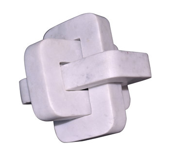 5" Marble Geometric Orb - Contemporary Abstract Interlinking Geometric Shape - 5" x 5" x 5", White
