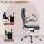 Chaise grise en microfibre avec accoudoirs rembourrés rabattables, siège réglable en hauteur, inclinable et dossier haut pivotant à 360 °, inclinable en hauteur, pivotant,