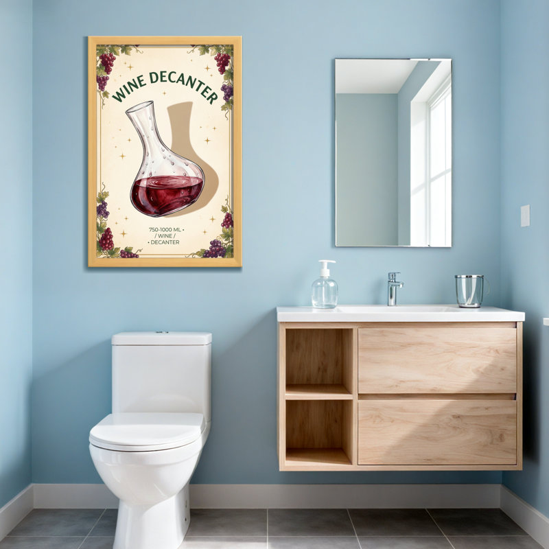 Carafe à vin avec bordure de vigne, H 36 po x l 24 po, Toile tendue, Ne s’applique pas