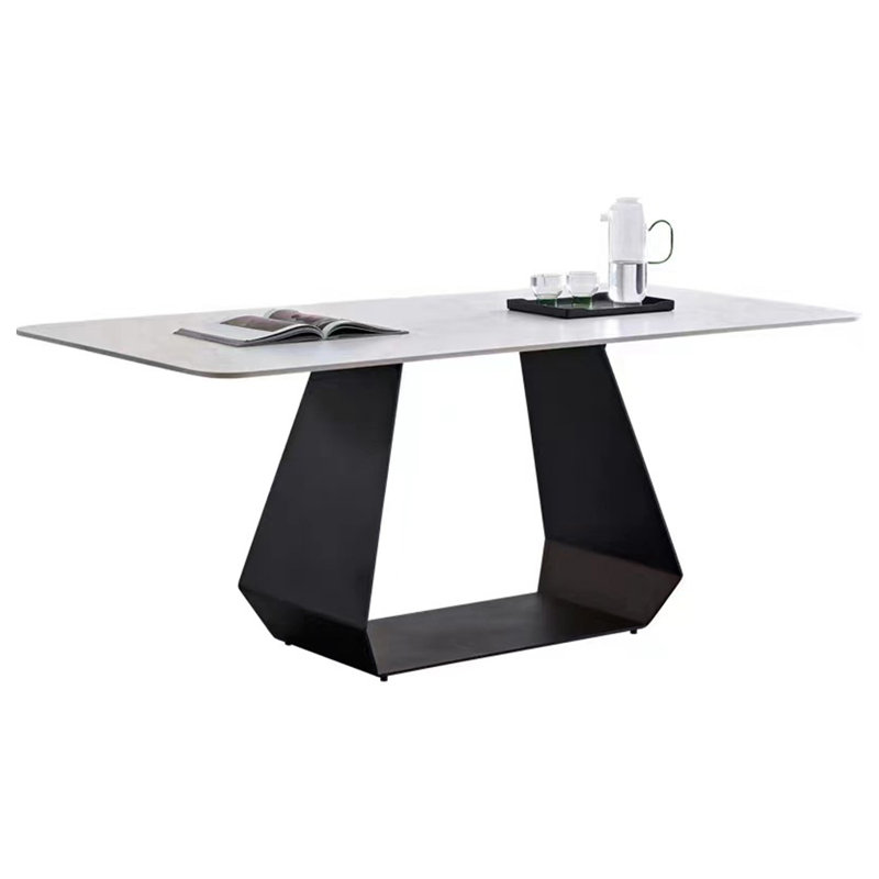 Simple Modern Rectangular Rock Slab Dining Table, 29.5"H x 63"L x 31.5"W