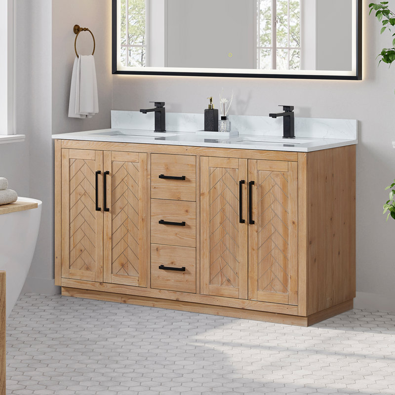 Meuble-lavabo double 60 po avec miroir Anais