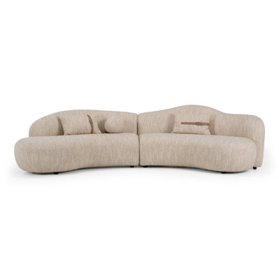 Canapé modulaire incurvé en tissu beige Spiro