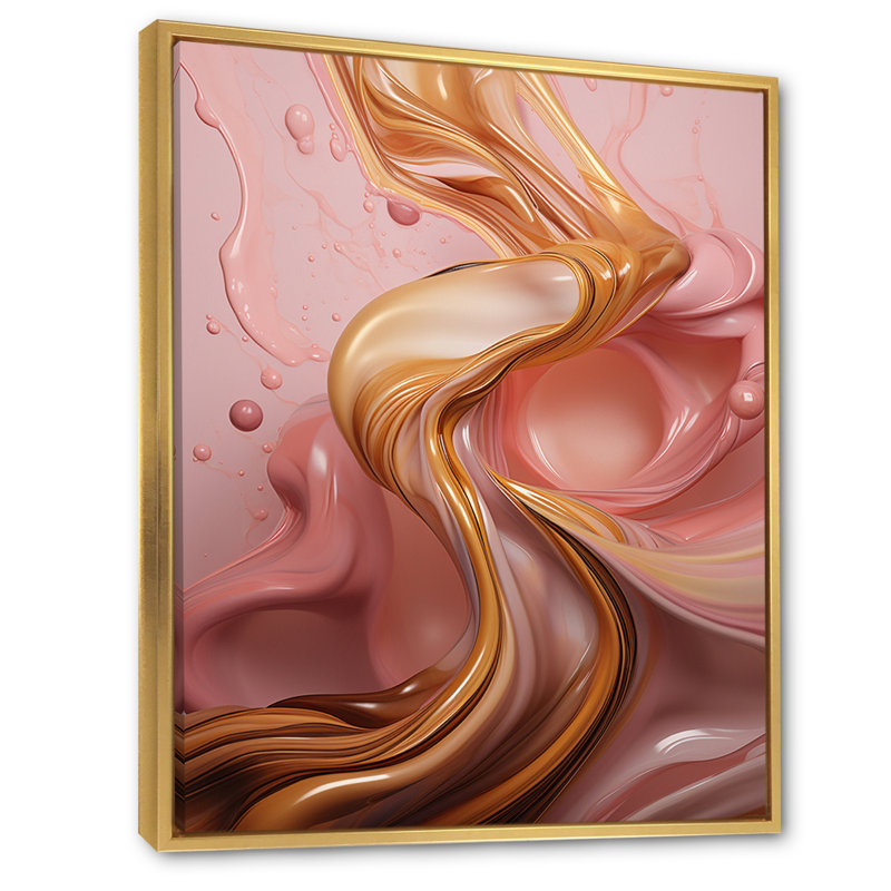 Rose liquide et or succulent Glam Art Alchimie I - formes abstraites, décoration murale, H 32 po x l 24 po