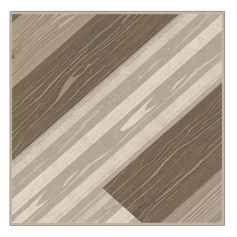 Machine Washable Bensonhurst Rustic Wood & Shiplap Rug in Gray – Beige Binding, 8' Square