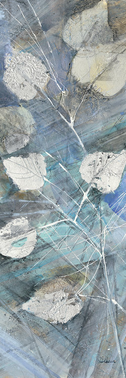 « silver leaves », reproduction d’art sur toile tendue, H 12 po x l 36 po x P 1,5 po