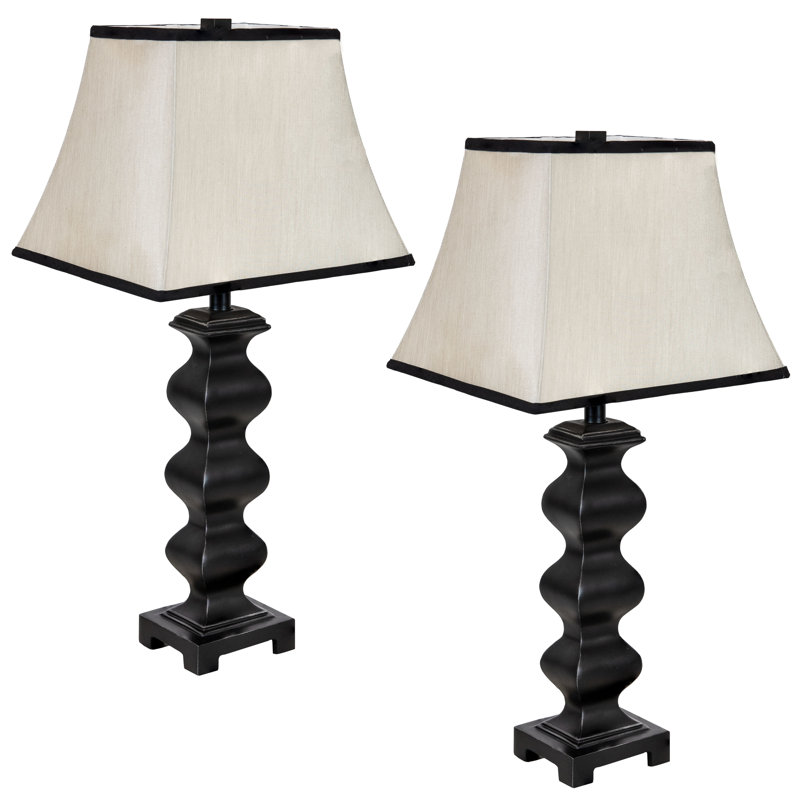 Lampe de table moderne noire H 29 "avec abat-jour blanc Stately Shapes