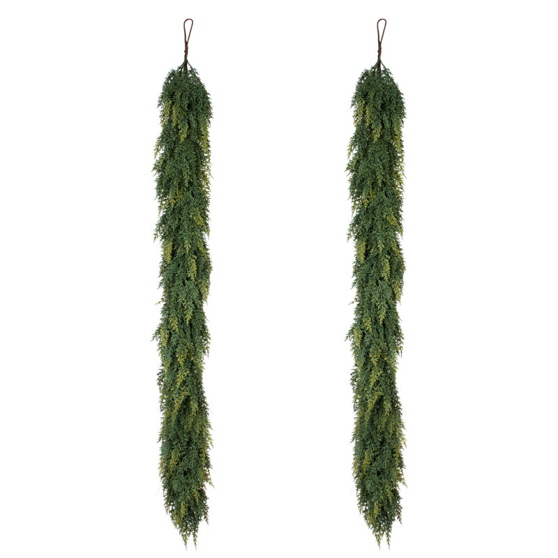 6 pieds de branches de cèdre artificiel, branches de vigne en cèdre vert naturel pour vase, décor intérieur de maison de campagne (ensemble de 2)