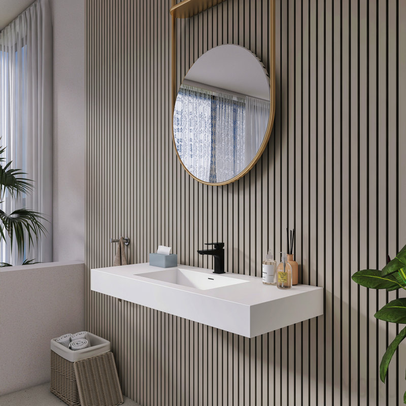 Lavabo de salle de bain rectangulaire en pierre 47,2 po