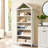 75.9" Tall Angled Arch Bathroom Cabinet, 5 Tiers Geometric Cabinet with Storage, Modern Triangular Top Angled Arch with Adjustable Shelves, Wood Cabinet w/Open Display Shelves-1243694127
