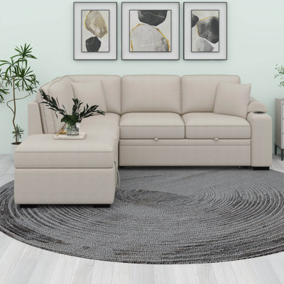 Sleeper Sofa Bed,2 In 1 Pull Out Sofa Bed L Shape Couch With Storage Ottoman