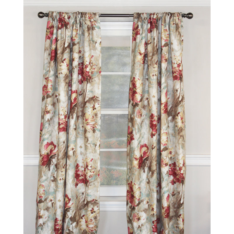 Tia Cotton Blend Room Darkening Curtain Pair, Primrose, 50" W x 96" L