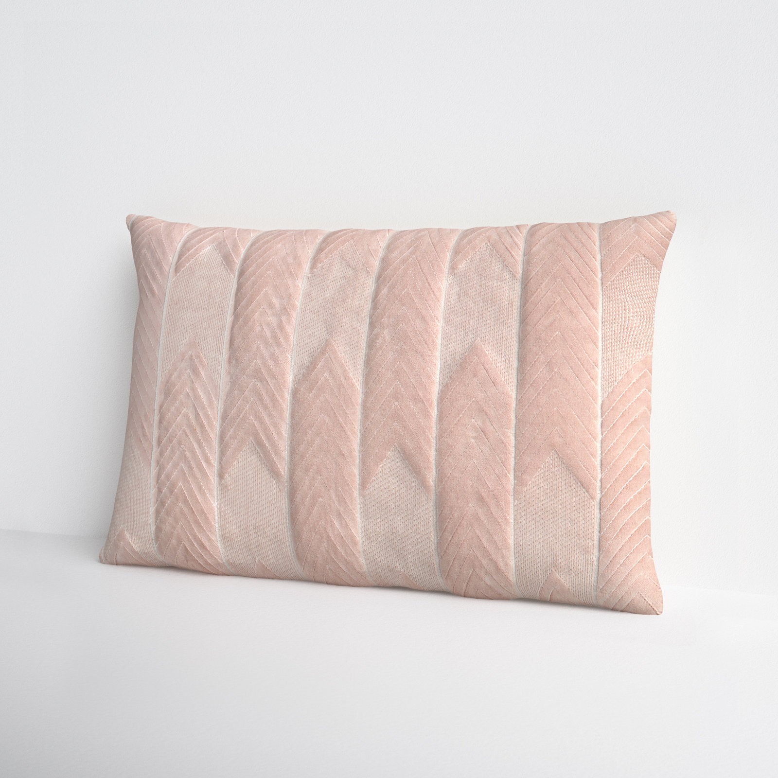 Ryans Embroidered Cotton Lumbar Throw Pillow, Blush/Silver, Pillow Cover Only - No Insert