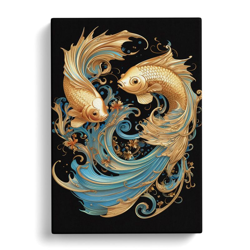 Siamese Fighting Fish Nouveau - Print, 60cm H x 40cm W x 3cm D