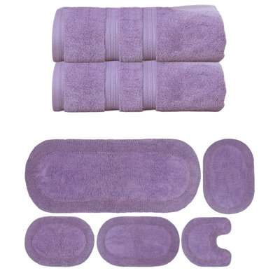 Brunk Collection 100% Soft Cotton 2 Pc Bath Towel Set & 5 Pc Bath Rug Set, (Set of 7)