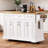 54Inch Large Kitchen Island With Rubber Wood Drop Leaf, Embossed Texture Rolling Kitchen Cart On 4 Wheels With 4 Doors And 3 Drawers, Kitchen Island With Storage For Kitchen, Dining Room,White-1960142585