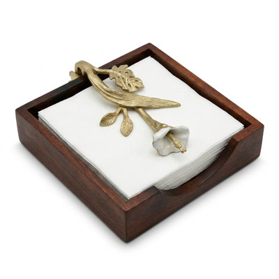 Porte-serviette en bois massif Floral