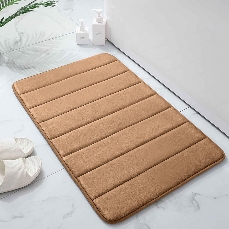 Mylhana Memory Foam Bath Mat - Non Slip Super Absorbent & Quick Dry Anti-Bacterial, Beige, 40cm W x 60cm L