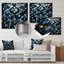 Art déco bleu Golden Tile Elegance 1 II - art mural géométrique en métal-1315937825