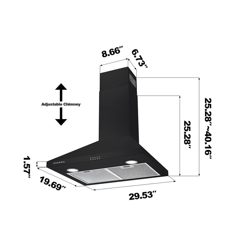 Hotte murale sans conduit (non ventilée) avec lumière incluse Jeremy Cass LLC