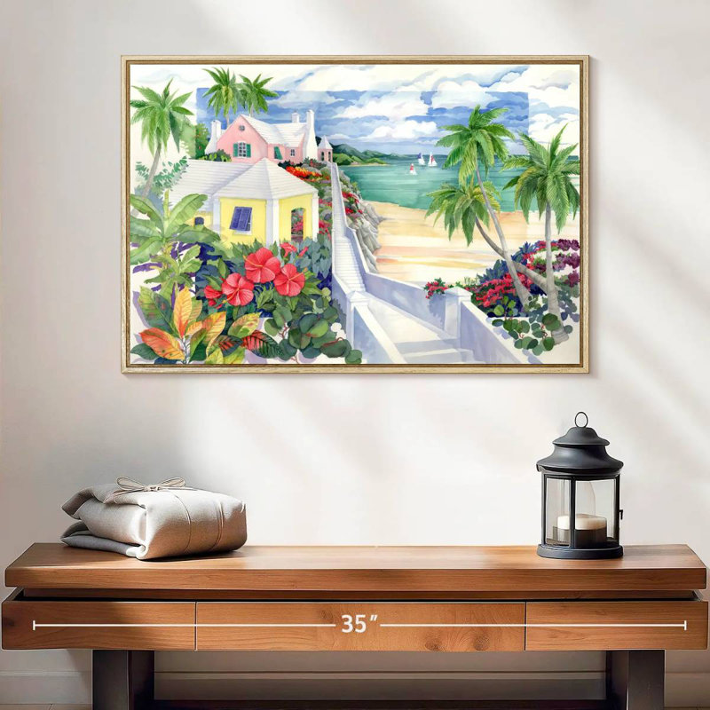 Island Cliff, Cadre flottant en bois naturel, 25 po x 17 po