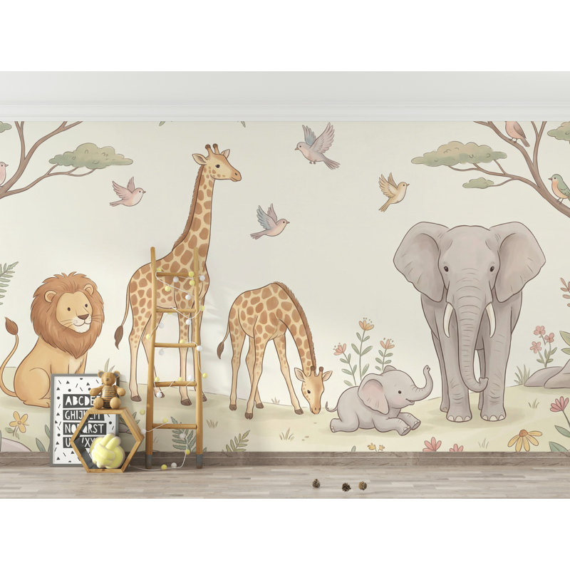 Papier peint safari, animaux, nature, Peler et coller, 200 po x 120 po