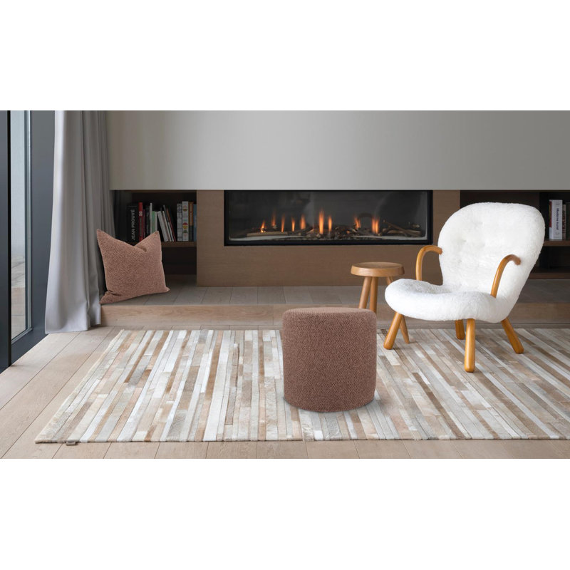Ashlay Upholstered Ottoman, Chocolate 100% Polyester