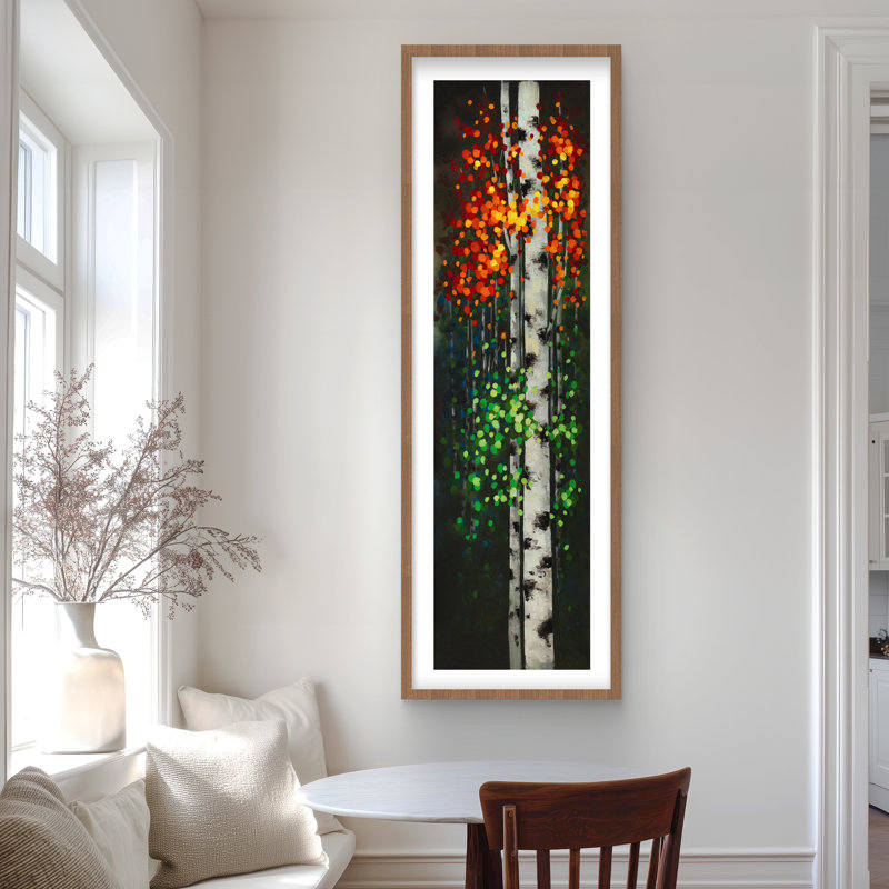 Bouleau avec feuilles bicolores - Arbres contemporains, reproduction encadrée
