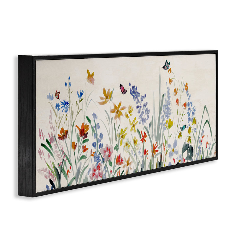 Giclée encadrée de jardin Wildflower Whispers, design par Jacob Q, H 10 po x l 24 po, Giclée encadrée noir minuit