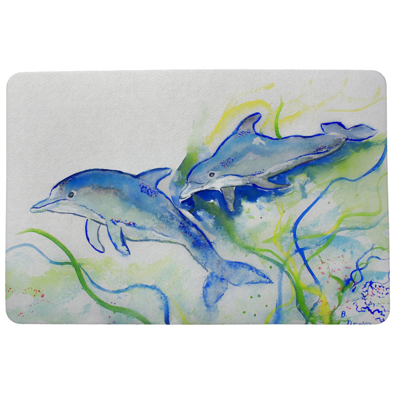Tapis d'intérieur / extérieur Mariel Dolphins, Rectangle 1 pi 6 po x 2 pi 2 po