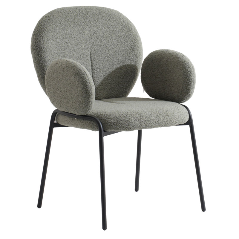 Chaise avec accoudoirs en tissu Amelia, Ensemble de 2, Vert, Noir