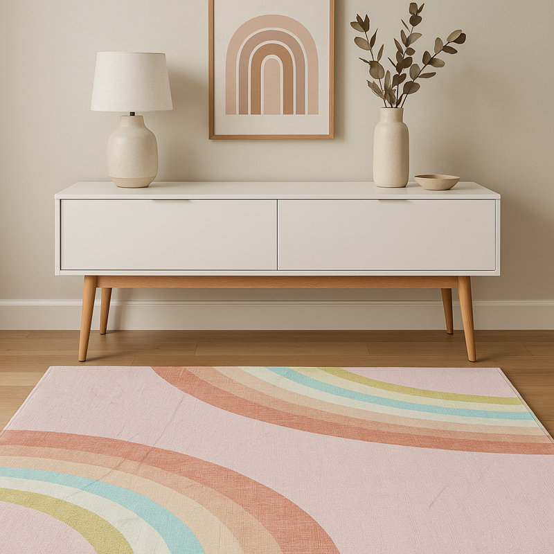Tapis juvénile 4 pi x 6 pi rose et bleu