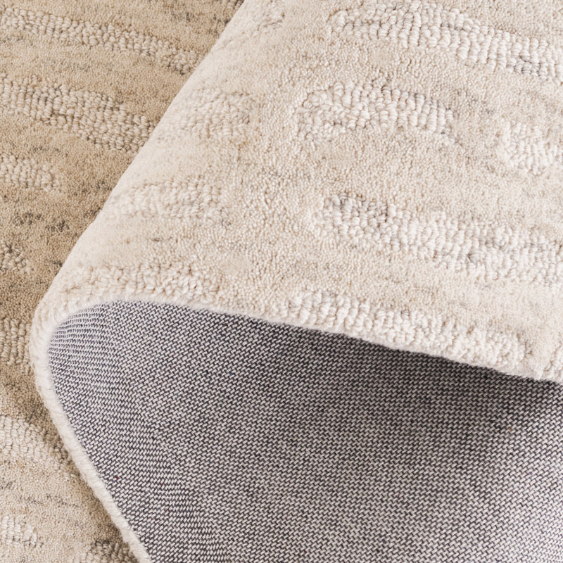 Hopley Ebony Hand Tufted Wool/Cotton Rug in Beige, Rectangle 5' x 8'