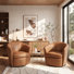 Fauteuil demi-tonneau pivotant rembourré en cuir - Aucun assemblage requis
