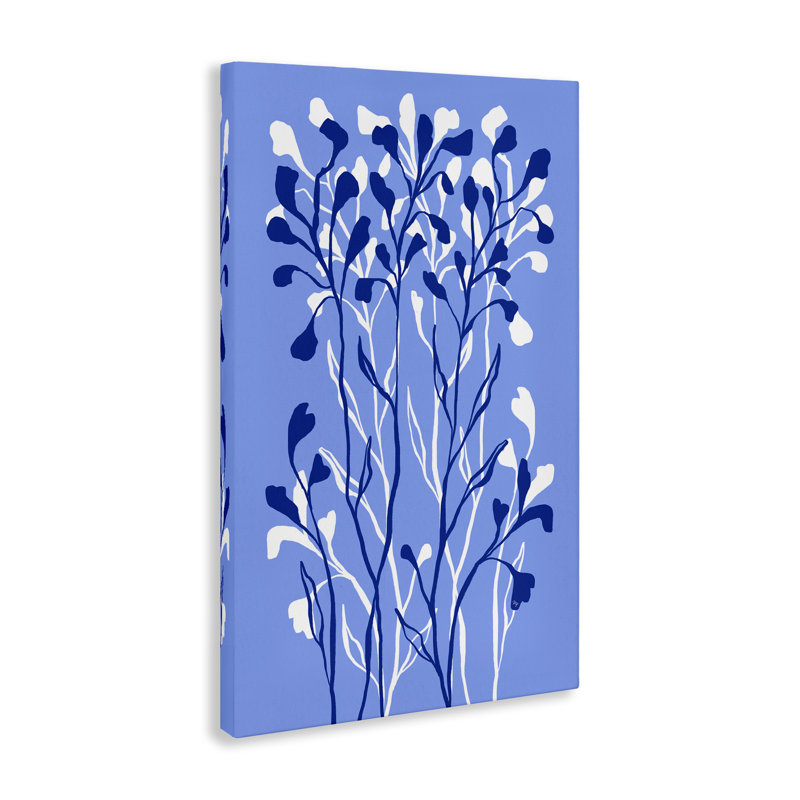  "Blue Intertwining Sprig", art mural sur toile par Martina Pavlova, H 24 po x l 16 po