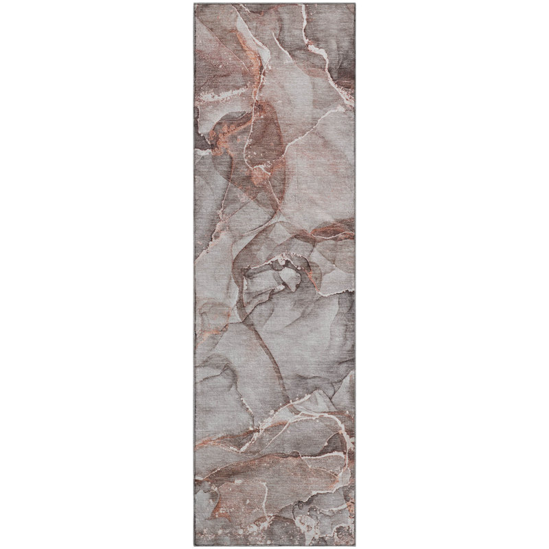 Premium Machine Washable Cerrito AMF519 Gray Rug, Runner 2'3" x 7'6"