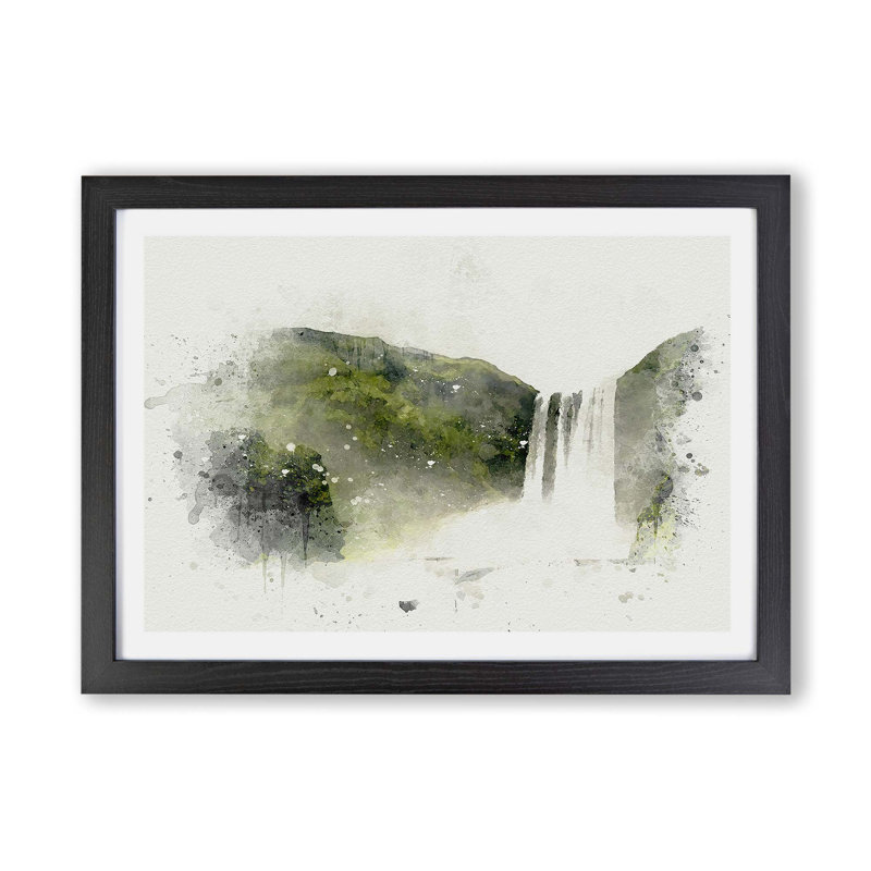 Waterfall in Selfoss Iceland - Framed Print, Black, 45cm H x 63cm W x 2cm D