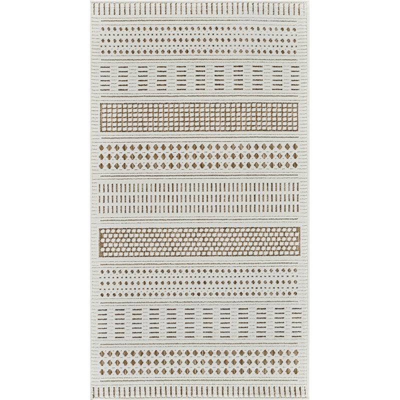 Tapis d'entrée beige / brun à motif géométrique 3 pi x 5 pi (2 pi 7 po x 4 pi 11 po) Branch Branch Azura, Rectangle 3' x 5'