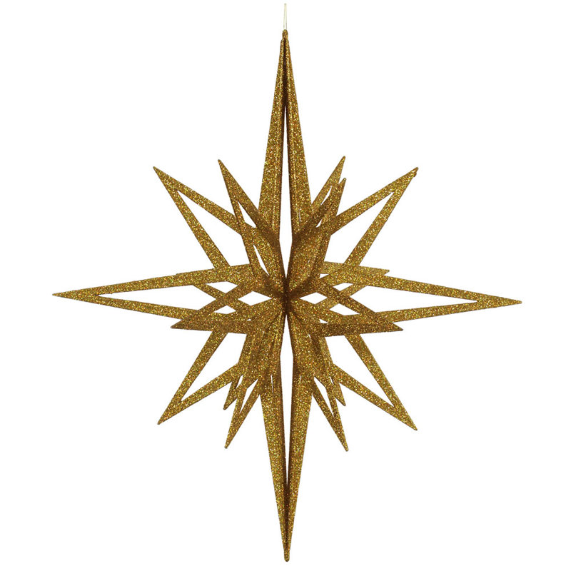 Ornement étoile 3d paillettes, Or, H 32 po x l 30 po x P 30 po
