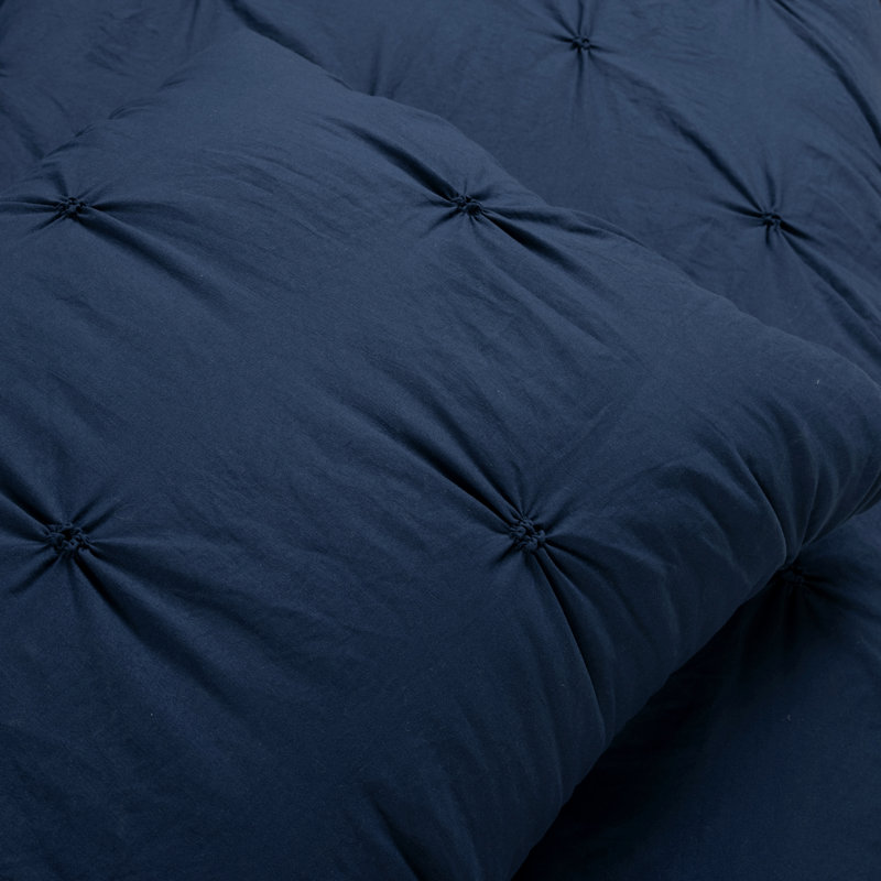 Ravello Microfiber Comforter Set, Twin Extra Long Comforter + 1 Standard Sham, Navy