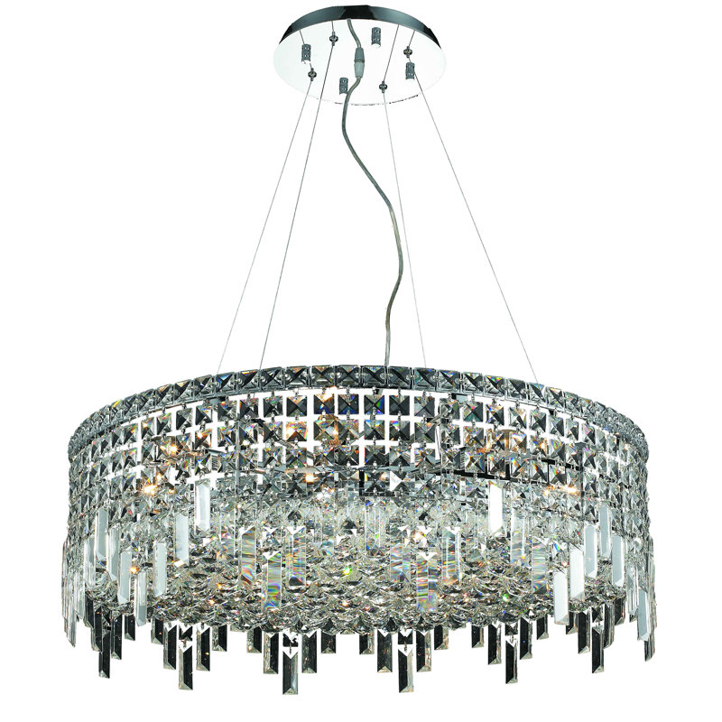 Baldrik 12 - Light Dimmable Drum Chandelier, 10.5" H x 28" W x 28" D