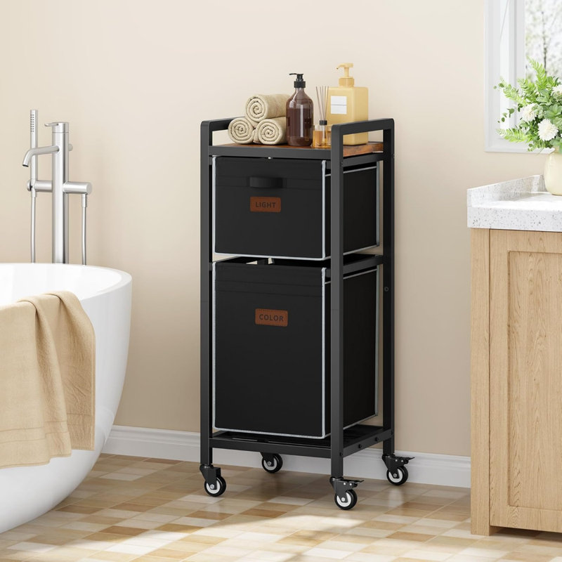 Steel Laundry Cart, Black