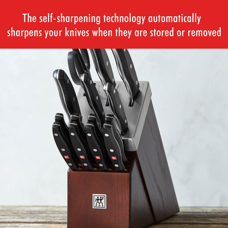 Twin Signature 15 Piece Self-Sharpening Knife Block Set, Brown