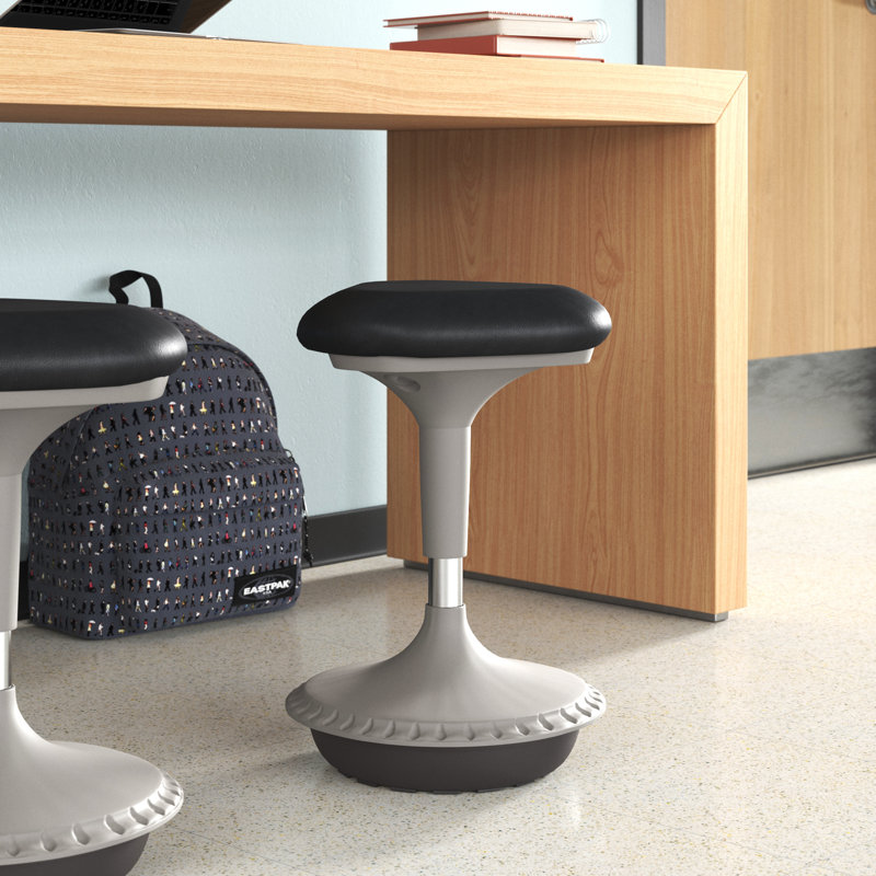 Adjustable Height Backless Foam-Padded Active Learning Stool, Black