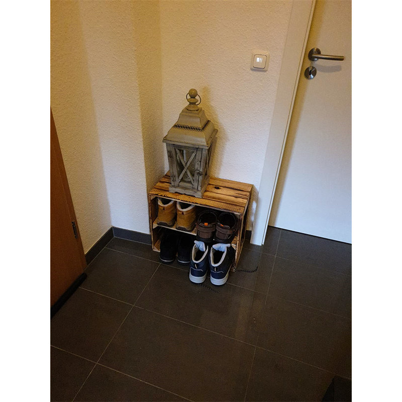 4 Pair Stackable Solid Wood Shoe Rack, Brown