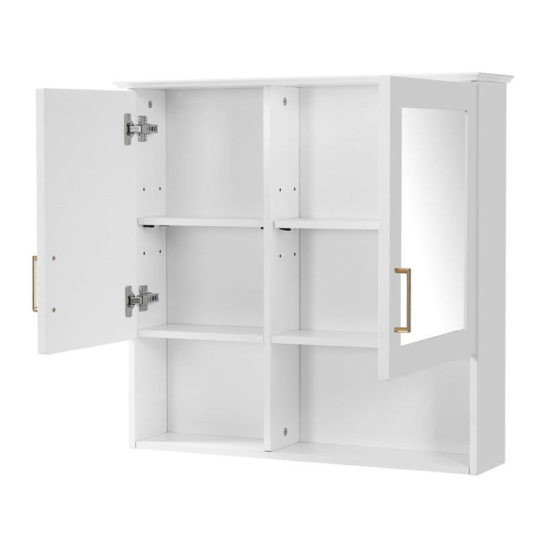 Armoire de toilette murale 30 po 2 en 1 avec tablettes réglables, Blanc
