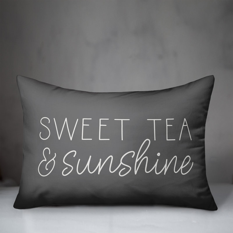  Housse de coussin rectangulaire et insert Sweet Tea and Sunshine, Gris foncé / Blanc