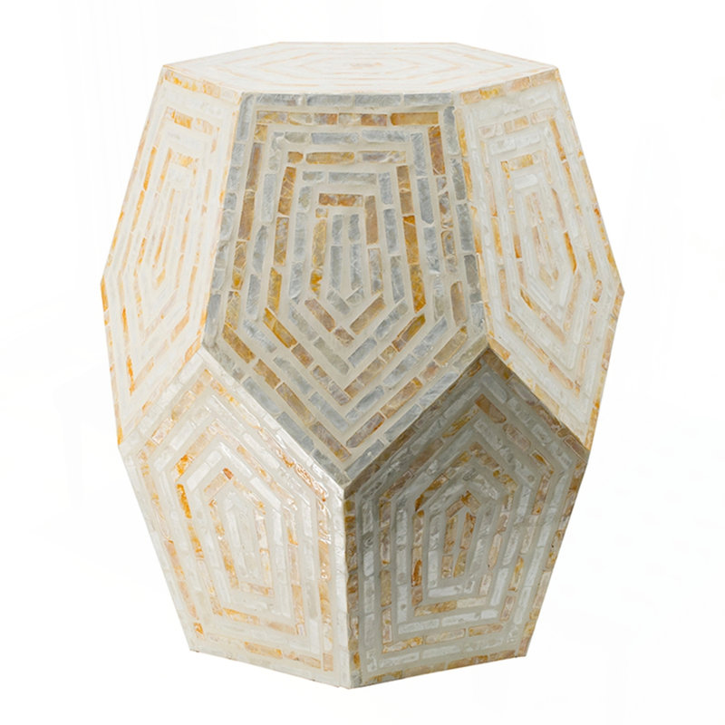 18x18x21" Hexagonal Capes  Stool, Cream/Yellow