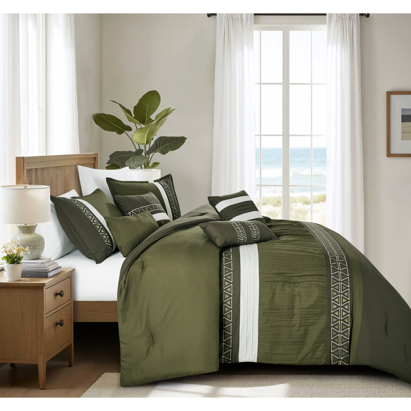 Ensemble d'édredon 7 pièces 7 pièces, Édredon de grande taille et 6 pièces supplément, green